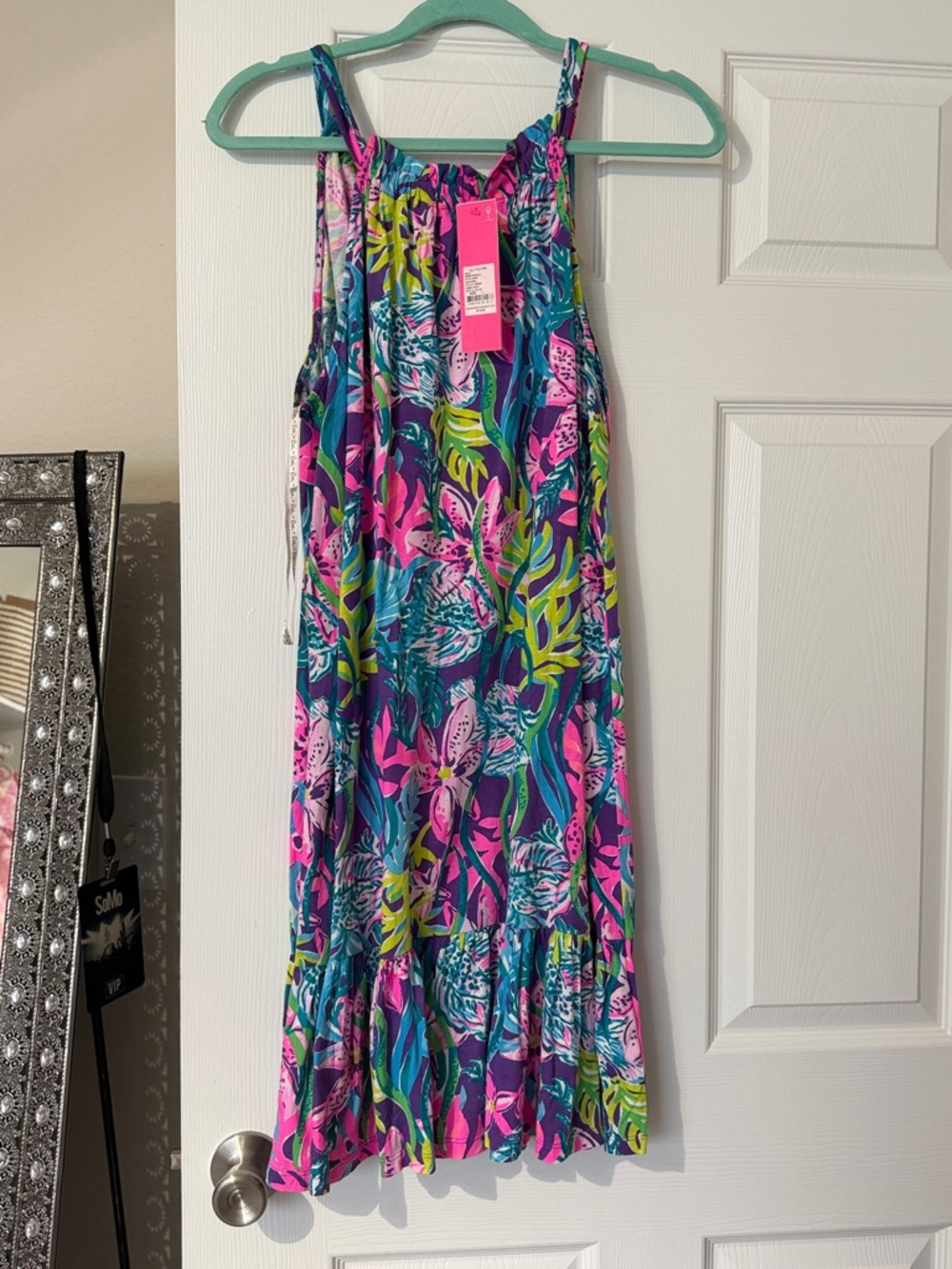 Lilly Pulitzer Tropical Floral Pink Blue Green Mini Dress
